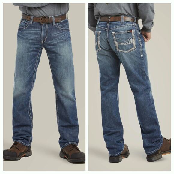 NEW Ariat FR M4 Relaxed Boot Cut Jeans 42x30 Flame Resistant CAT 2 Work Glacier - Picture 1 of 9